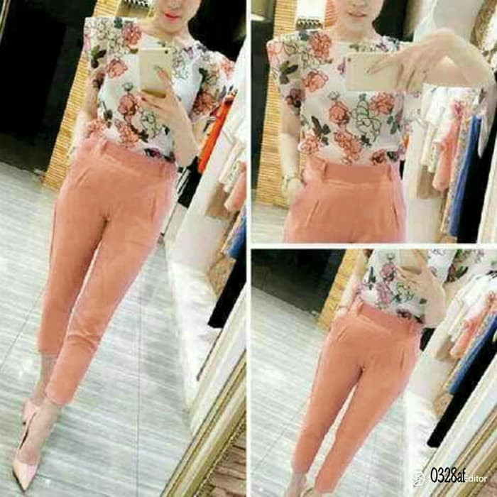 Setelan Wanita Traning Import Burberry Bbr (Ecl) MN100  Flower Selvie - Peach