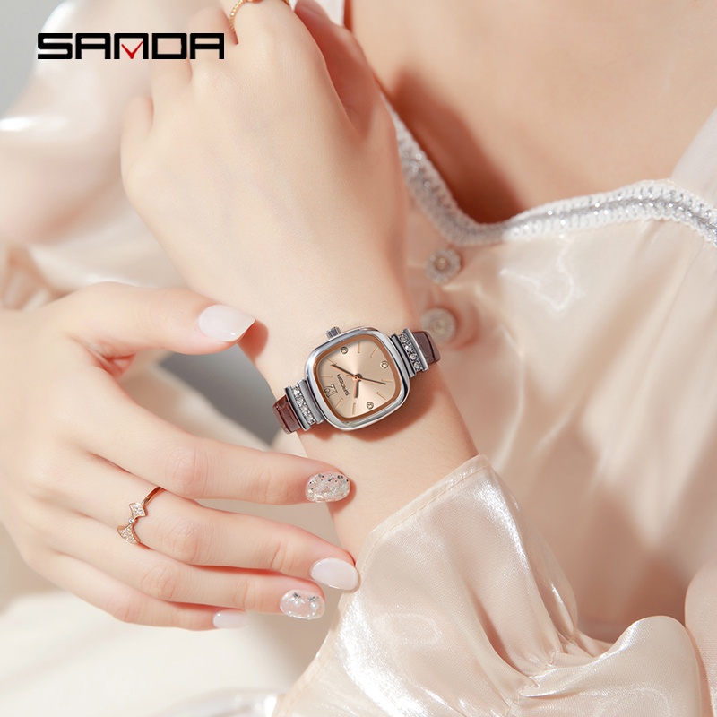 SANDA 7052 Jam Tangan Wanita Analog Tali Kulit Quartz WATCHKITE WKOS