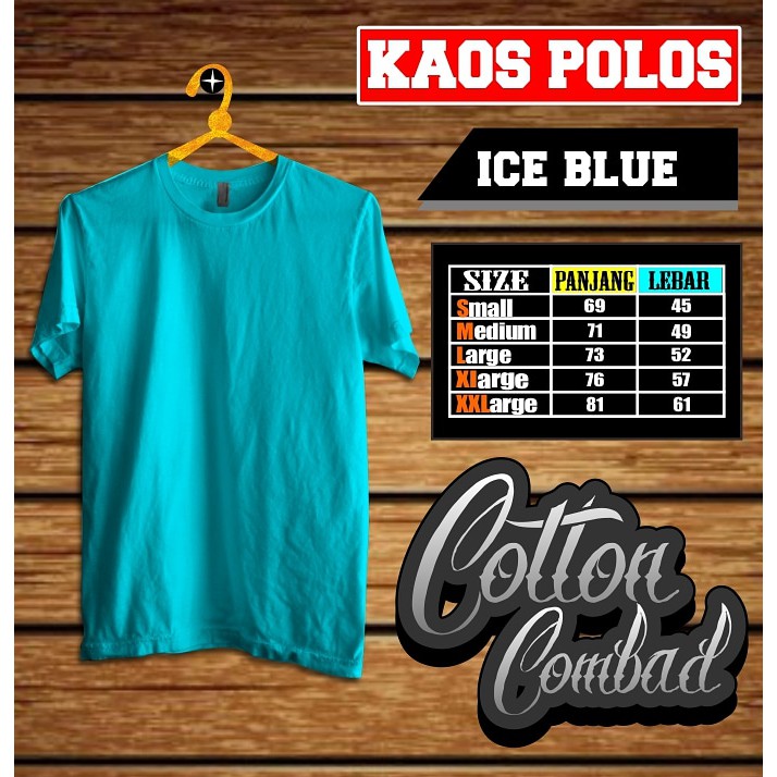 Kaos Polos Biru Muda/ Biru Laut Size XL