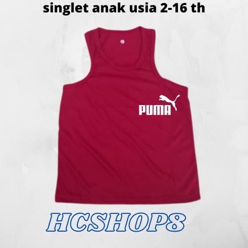 Singlet Anak Logo PUA Unisex Ideal Usia 2-16th Singlet Anak Anak Pakaian Anak Unisex