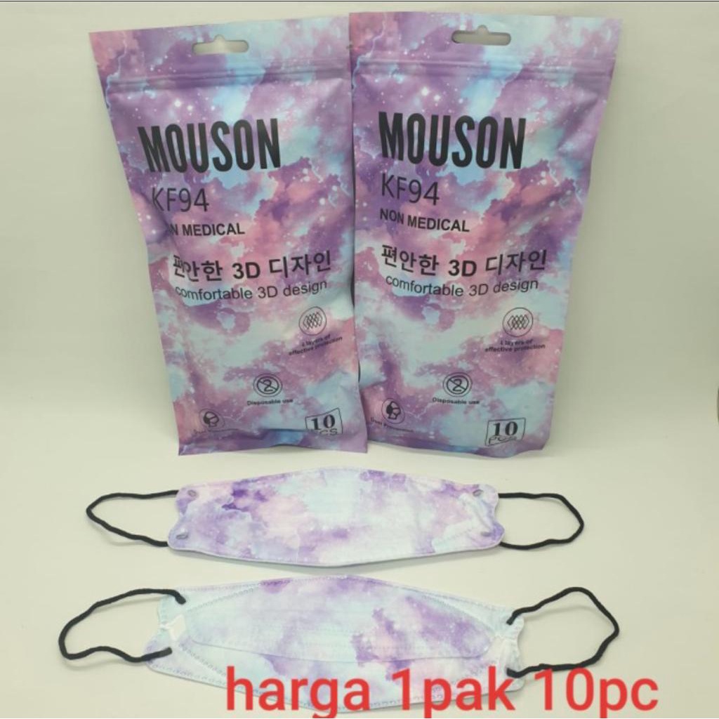 Masker Mouson KF94 Hitam Merah Putih Pink Abu Biru Edisi LOVE Murah Gradasi Galaxi