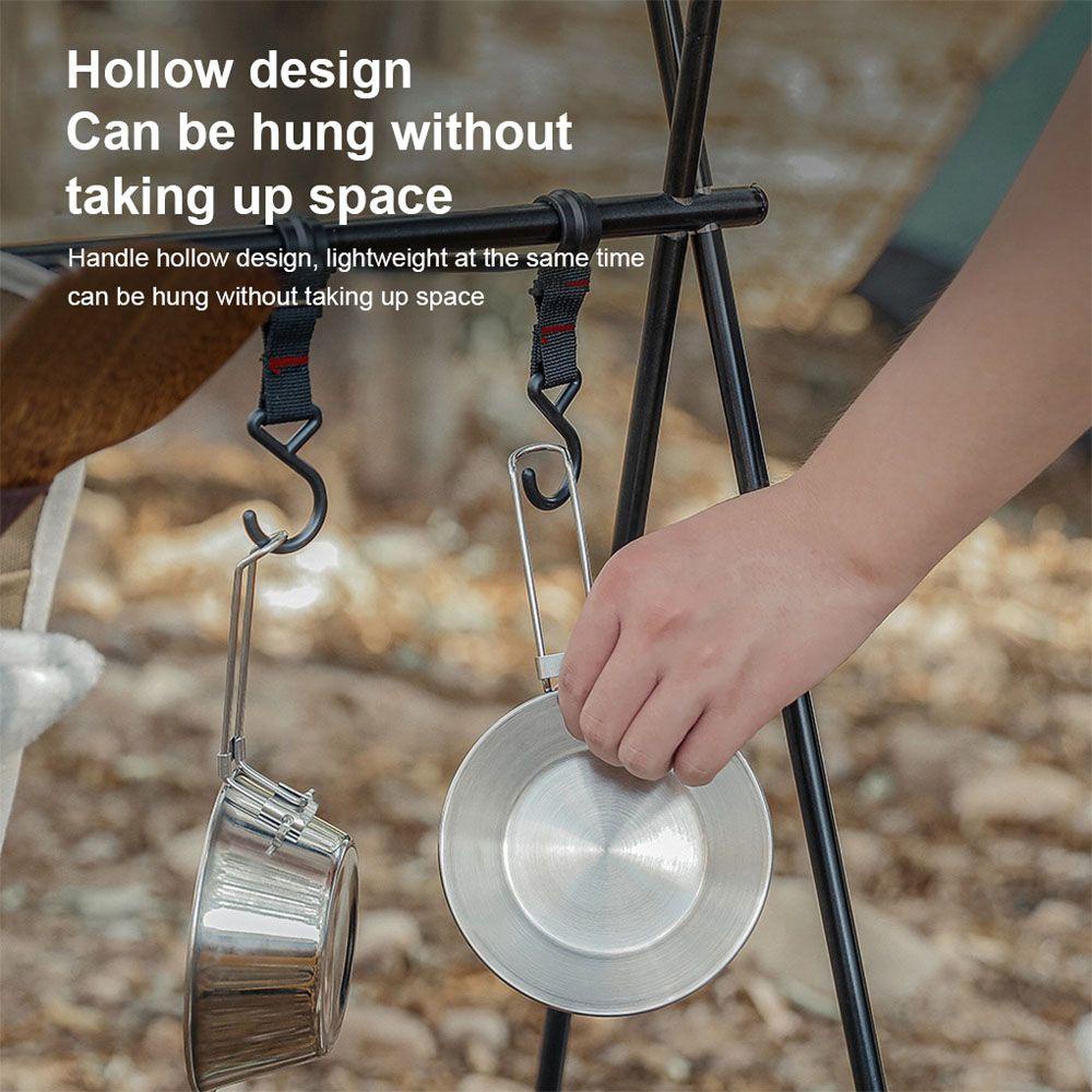 Lanfy Mangkuk Lipat Outdoor Portable Camping Untuk Perjalanan Alat Luar Ruangan Piknik Mangkuk Sup Stainless Steel Bowl