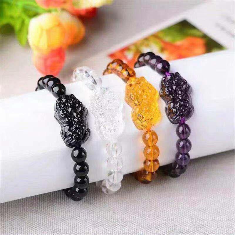 Fashion Feng Shui Pixiu Gelang Kristal Obsidian Gelang Manik-manik Hadiah Liburan Pabrik Grosir Ukuran 12 Mm