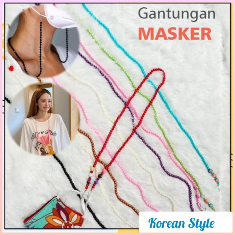 Strap Masker Tali Hijab Mutiara Tali Gantungan Korean Style Impor