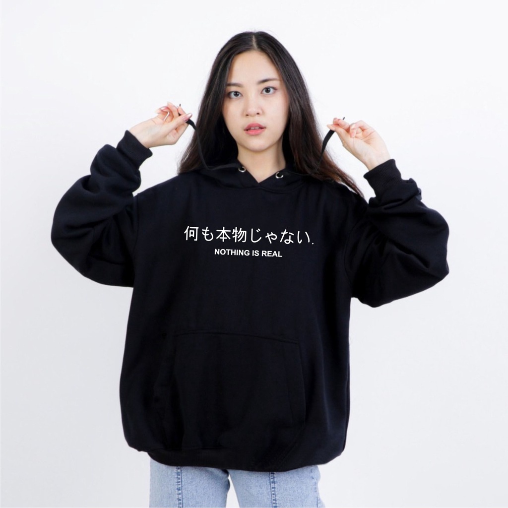 FenishaStore Sweater Hoodie Jumper Wanita Nothing Is Real Size M L XL XXL