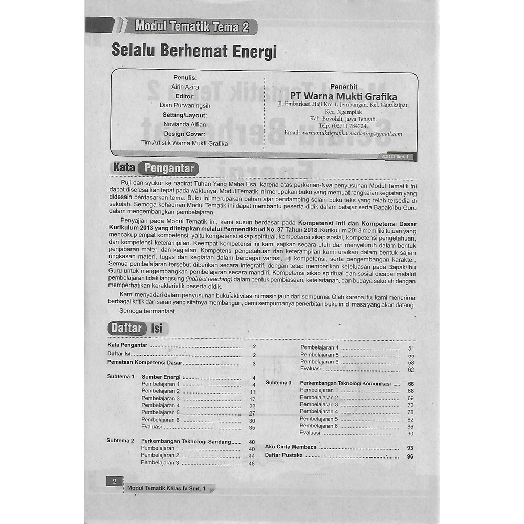 Inspirasi Tematik Tema 2 kelas 4 SD/MI Semester 1 kurikulum 2013 EdisI Revisi 2017-2