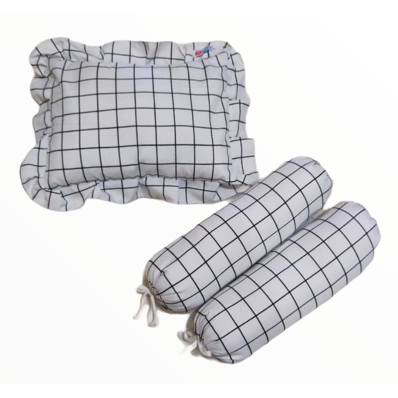 Set Bantal Guling Bayi Bahan Dacron Empuk Dilengkapi Dengan Sarung Balgul Rumbai Bahan Katun