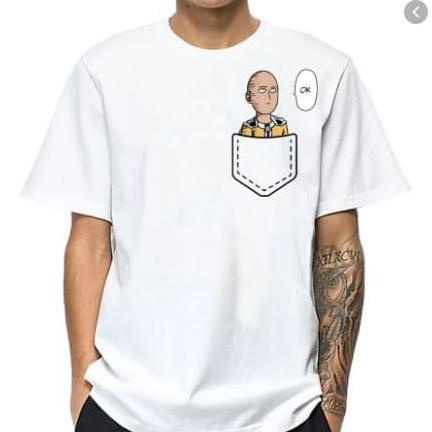 (DONE) KAOS BAJU COMBED DISTRO ANIME KECIL ONE PUNCH MAN SAITAMA POLOS CUSTOM CUCI GUDANG