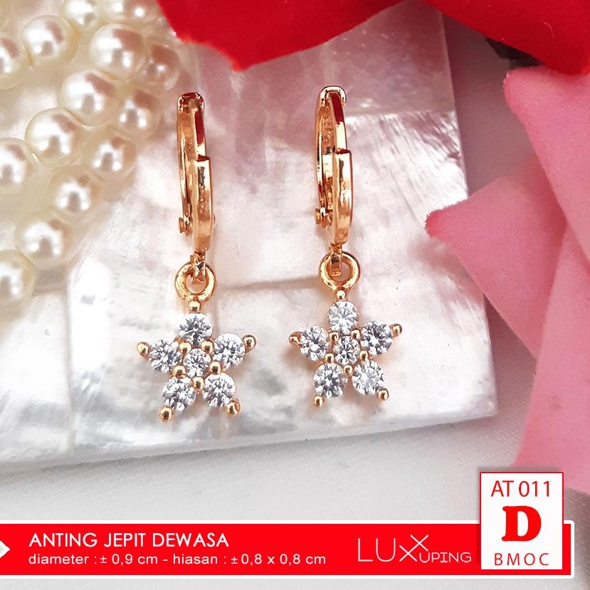 AT 011 Anting Wanita Murah Mata Zirkon Perhiasan Lapis EmasAnting Jepit Giwang Xuping Anting Love An