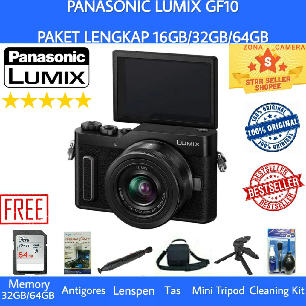 PANASONIC LUMIX GF10 KIT 12-32MM MEGA OIS / LUMIX GF10 / LUMIX GF10K - PAKET LENGKAP 16GB/32GB/64GB