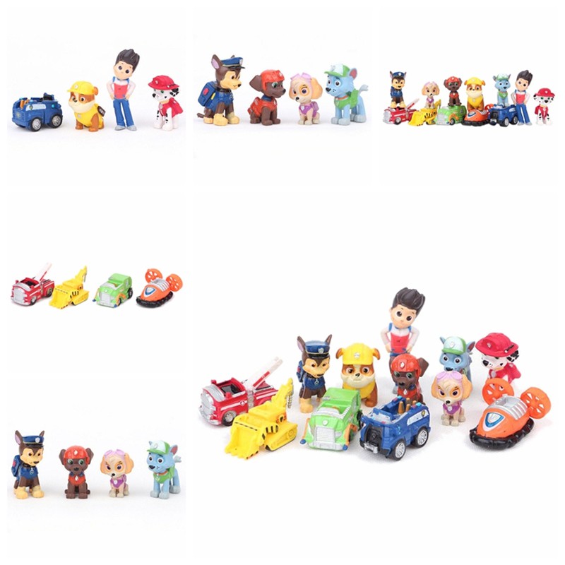 【Ready Stock！！！】12pcs Topper Kue Figure Paw Patrol Chibi Set