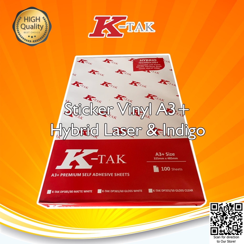 INSTANT ONLY - Ktak Sticker Vinyl PP Film K-Tak Hybrid  Laser Toner dan Indigo A3+ Stiker K tak Label Kemasan Anti Air - GROSIR