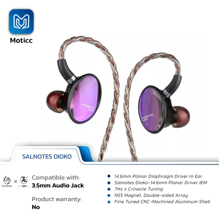 7HZ x Crinacle Salnotes Dioko Planar Driver In Ear Monitor Earphone