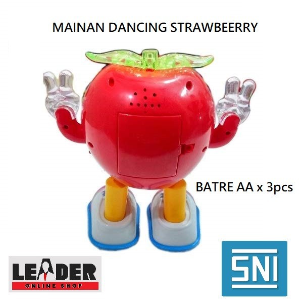 MAINAN DANCING STRAWBERRY JOGET MUSIK GOYANG LUCU LAMPU LED CERIA