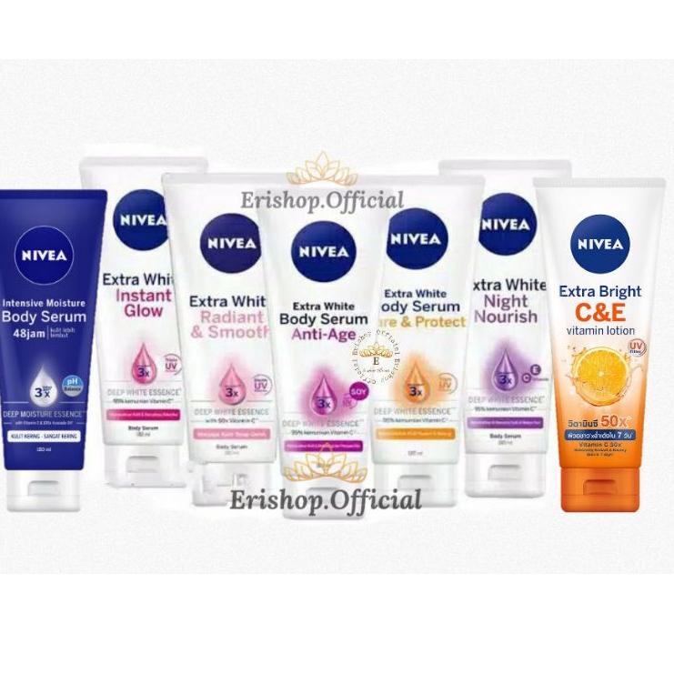 

STAR BRANDS NIVEA Extra White Care & Protect Serum 180 ml | NIVEA Body Serum Extra White -180ml | NIVEA Body Serum Extra White Night Nourish | Radiant Smooth| Nivea C&E gas !!