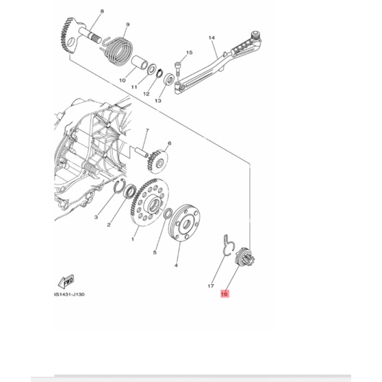 GIGI SELAH SELAHAN ENGKOL ENGKOLAN KICK PINION XEON KARBU RC GT 125 AEROX 125 ORIGINAL YGP 44D-E5630-00