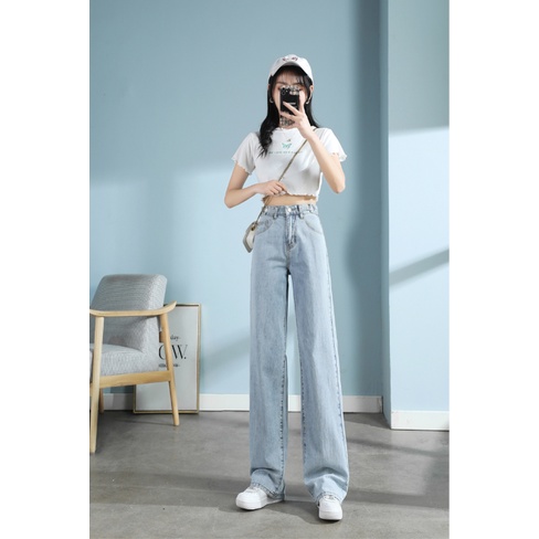 Kakak_clother Biru salju high waist premium celana jeans kulot