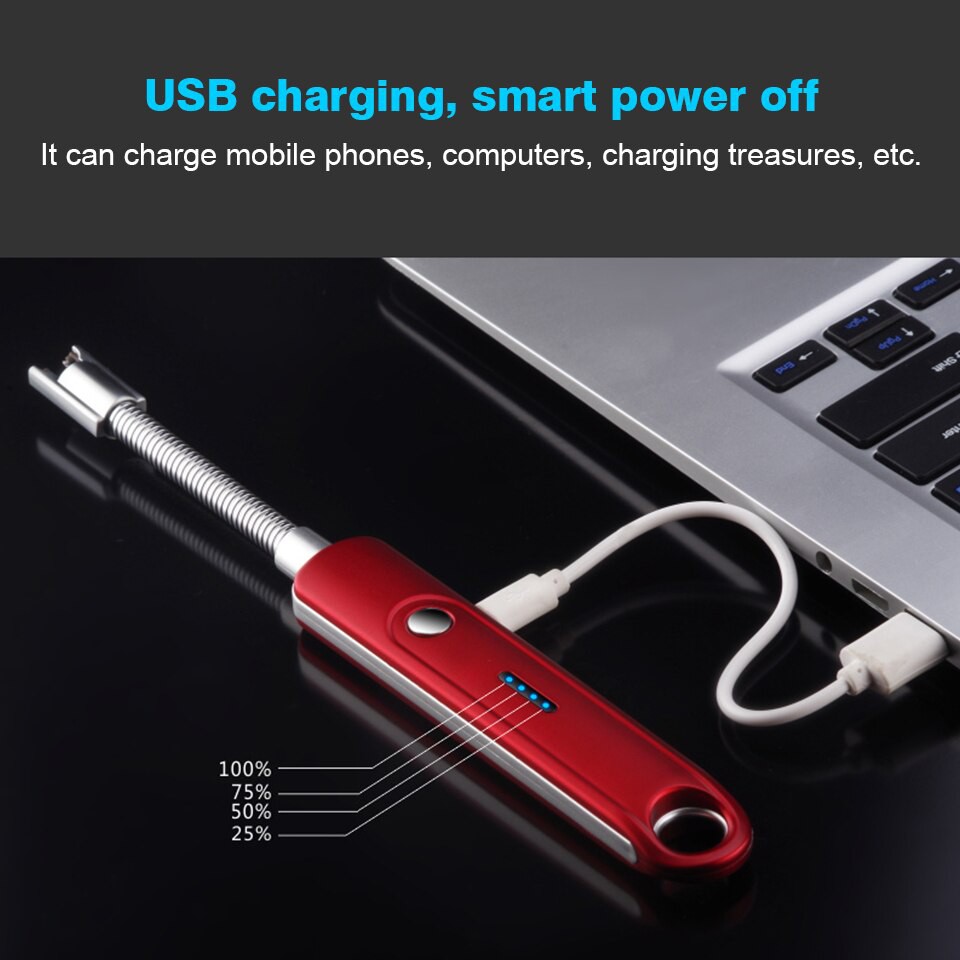 Electric Arc Candle Lighter USB Flameless Windproof Lighter With Safety Lock BBQ Lighter for