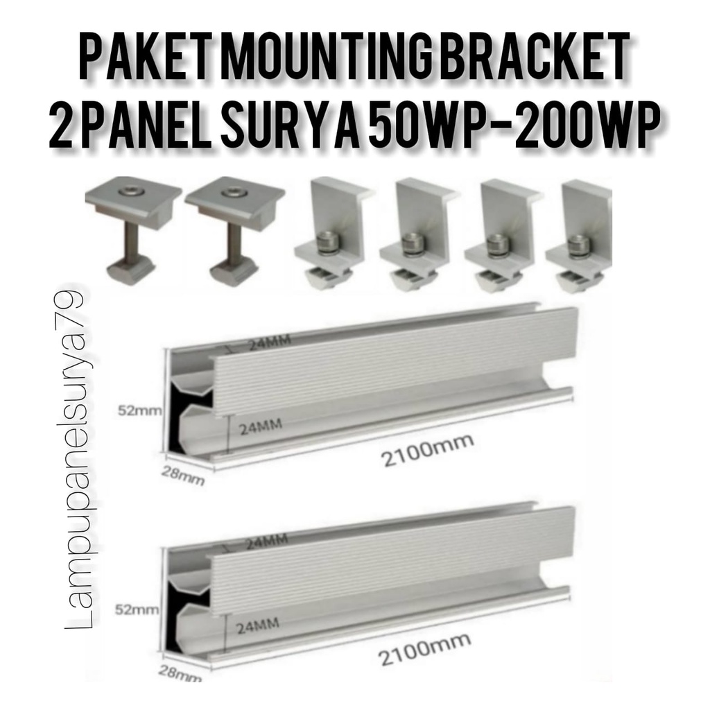 Paket Mounting Bracket Panel Surya 50WP - 200WP - 2 Panel Surya