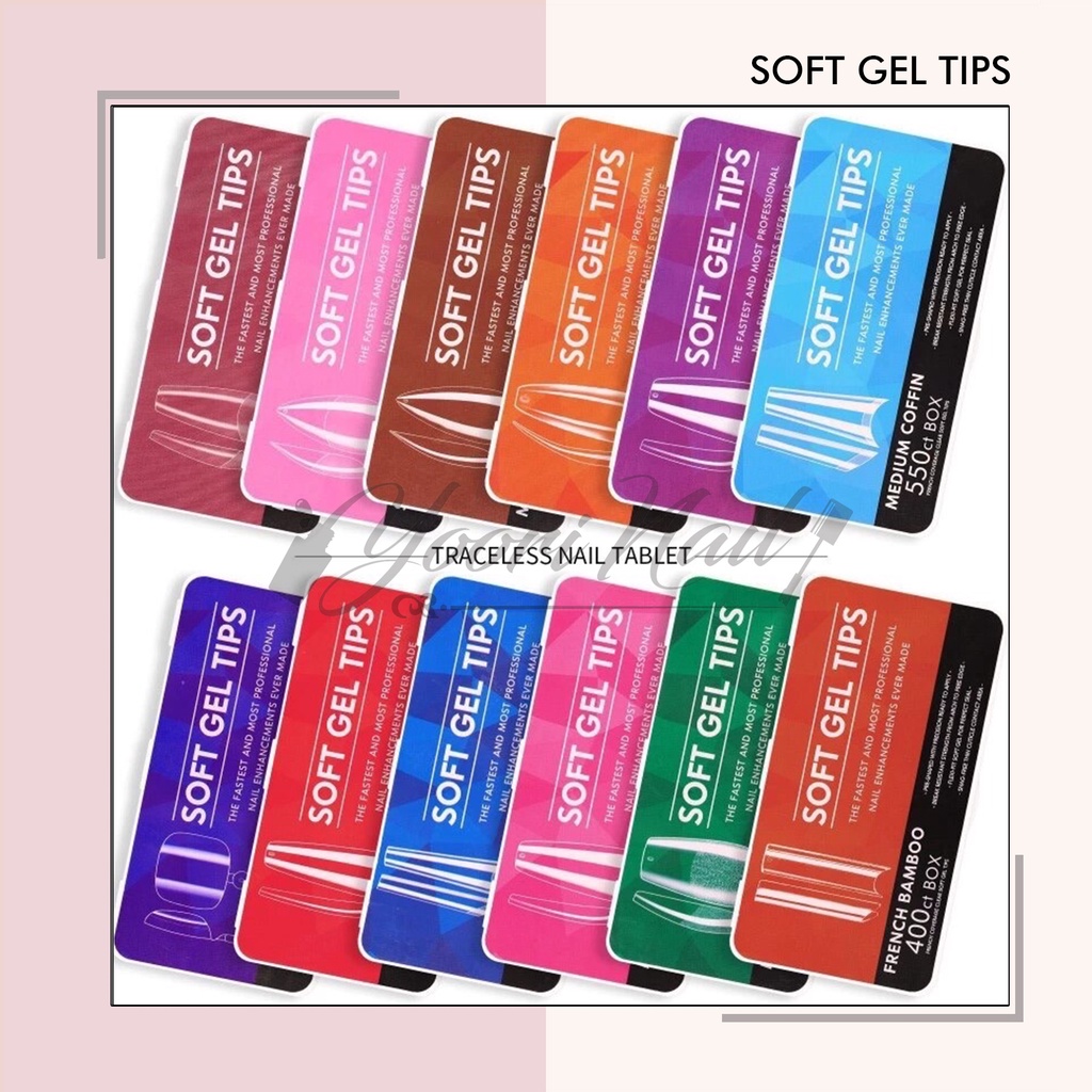 Soft gel tips box 550pcs medium coffin short stiletto medium almond toe fake nail transparant