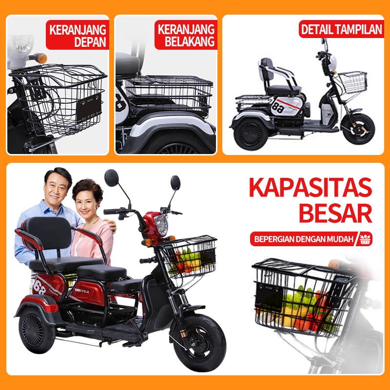 Sepeda Motor Listrik Roda 3/mobil baterai kecil roda 3/untuk orang tua /Sepeda roda tiga listrik