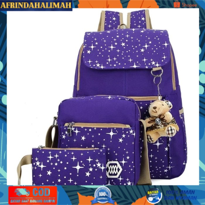 

[TERBARU] ransel sekolah / ransel kuliah set galaksi - Ungu