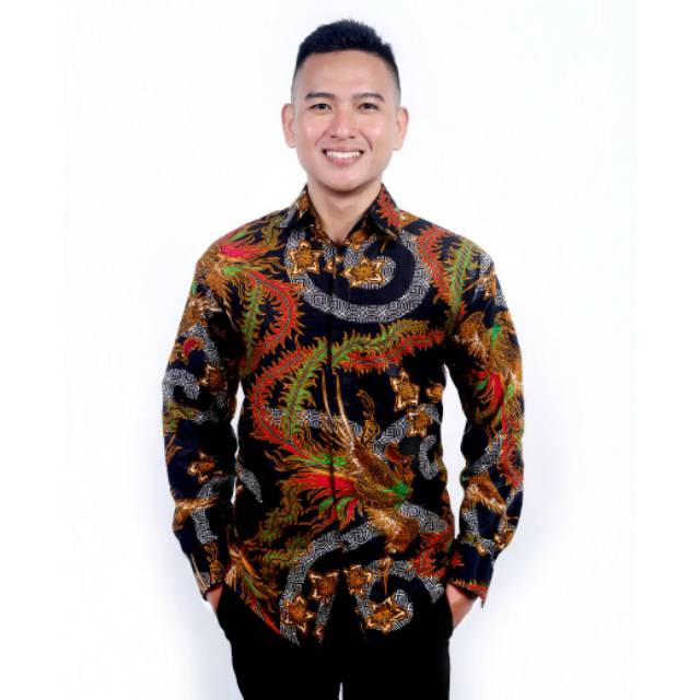 Kemeja Batik Pria Motif Naga Lengan Panjang