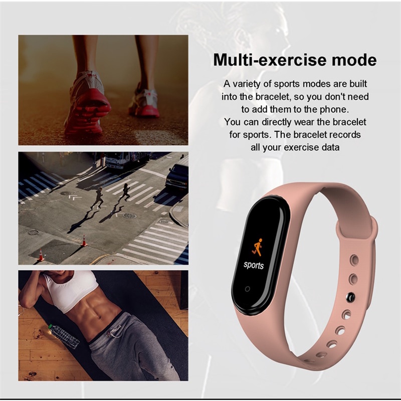 SKMEI M4 Smart Band Smartwatch Pria wanita Jam Tangan Pintar LED Bluetooth Heartrate Monitor M4 New M4 Smart Band Wristband Watch Fitness Tracker Bracelet Color Touch Sport Heart Rate Blood Pressure Monitor Men Women Sync for Android IOS Xiaomi Mi Band