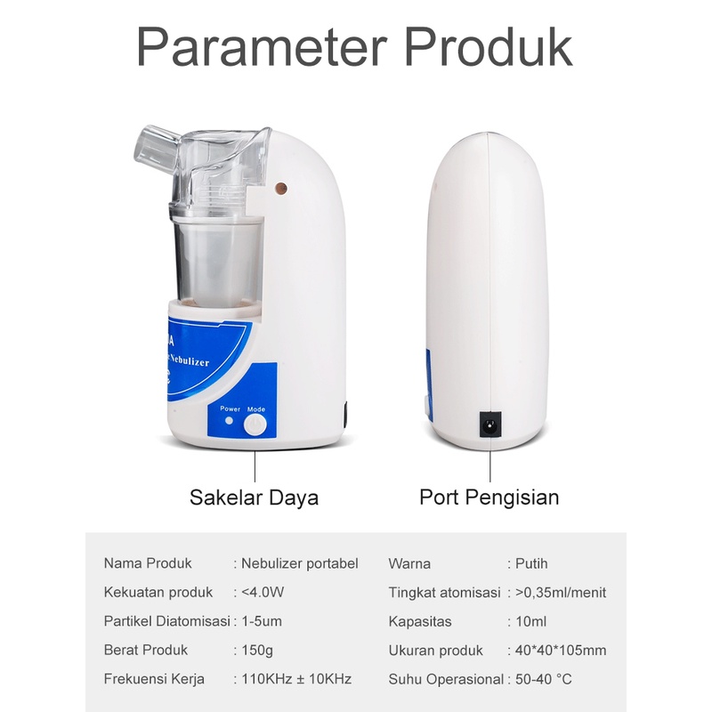 Nebulizer Inhaler Alat Terapi Pernafasan Ultrasonic Inhale Nebulizer Bantu Asma MY-520A Inhaler Nebulizer Anak  Lansia Bayi Alat Kesehatan