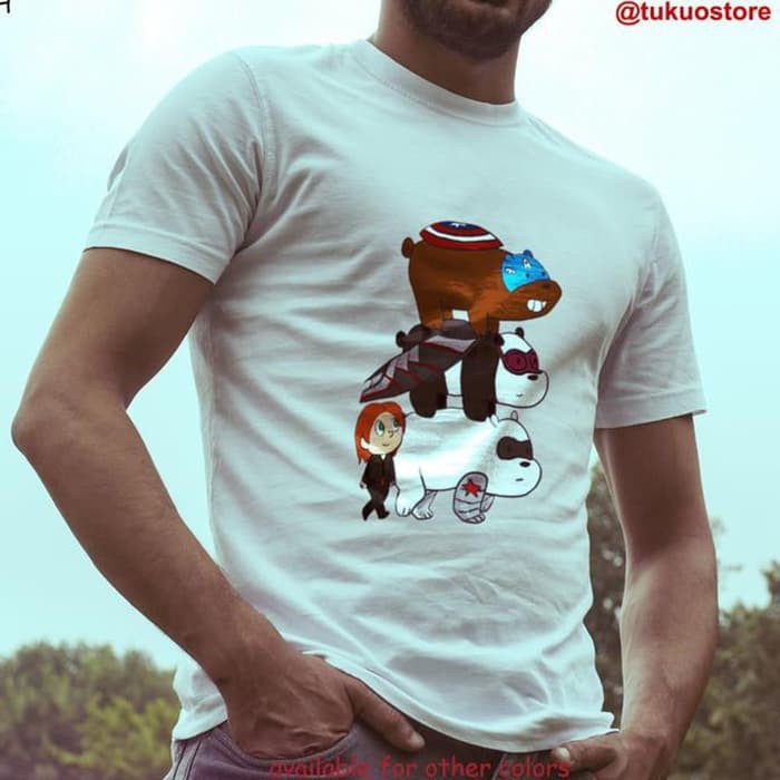 Kaos Baju Combed 30S Distro WE BARE BEARS BEAR CAPTAiN AMERiCA
