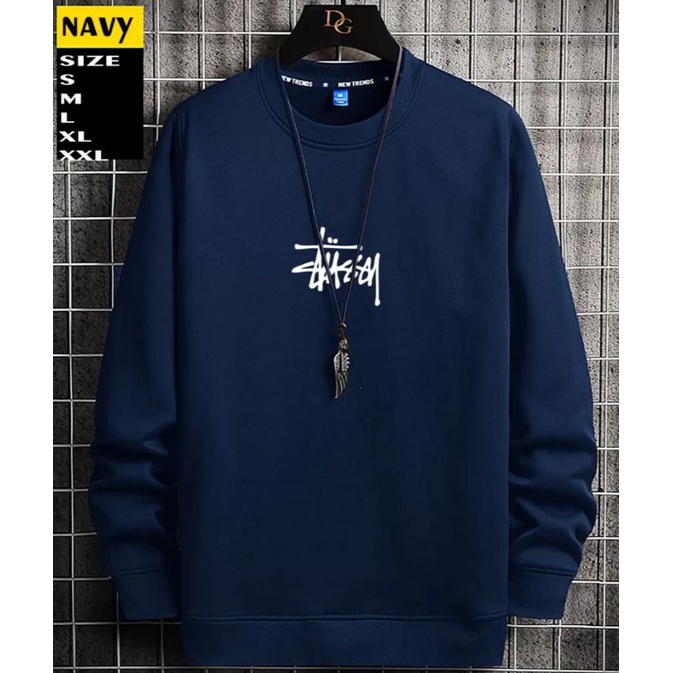 Sweater crewneck stussy lengan panjang simple casual