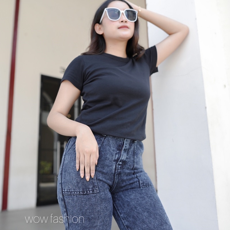 WOW-Lipat Bawah Kulot Jeans Snow Highwaist Wanita Size 27-30