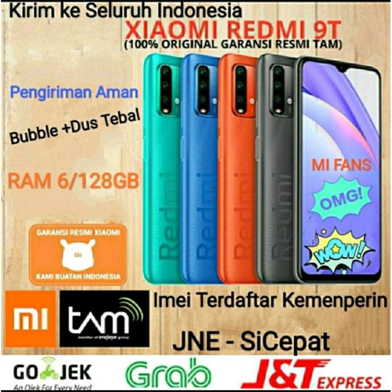 Xiaomi Redmi 9T Ram 6/128 Gb Quad kamera 6000mah garansi resmi snapdragon662 baru segel pabrikan