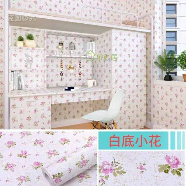 Wallpaper Dinding Motif Saby Pink Dasar Putih Ukuran Panjang 10Meter x Lebar 45Cm