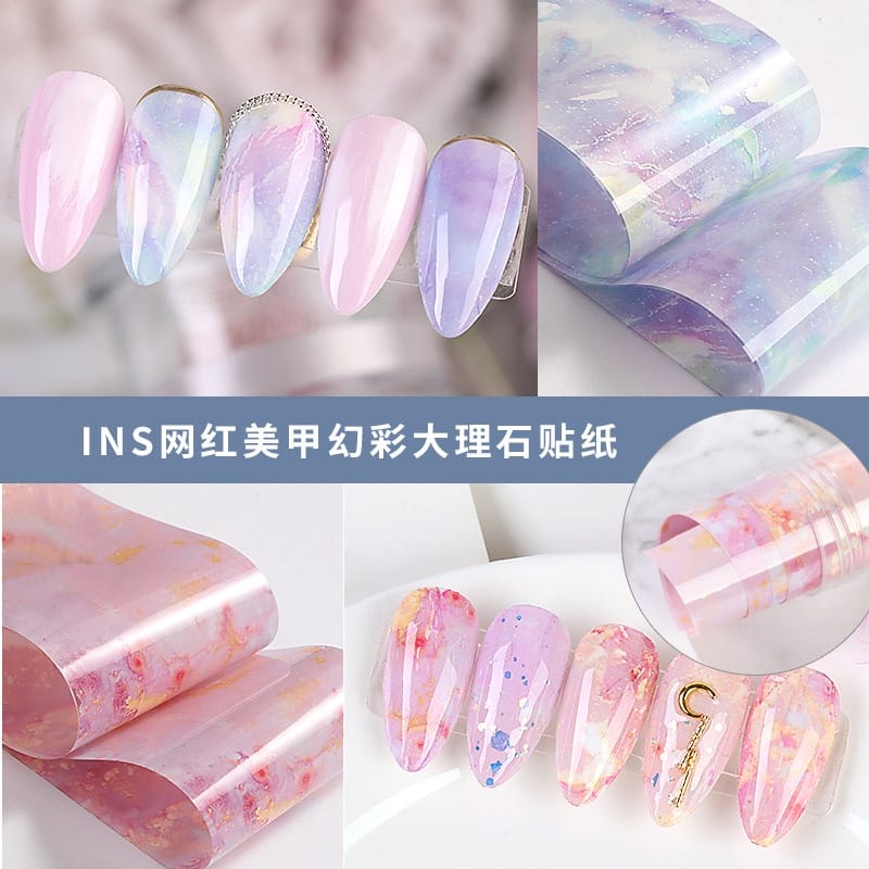 Pretty Aurora Broken Glass Foils Nail Foil Decoration / Transfer Foil Aurora Sticker Nail Art / Glass Foil