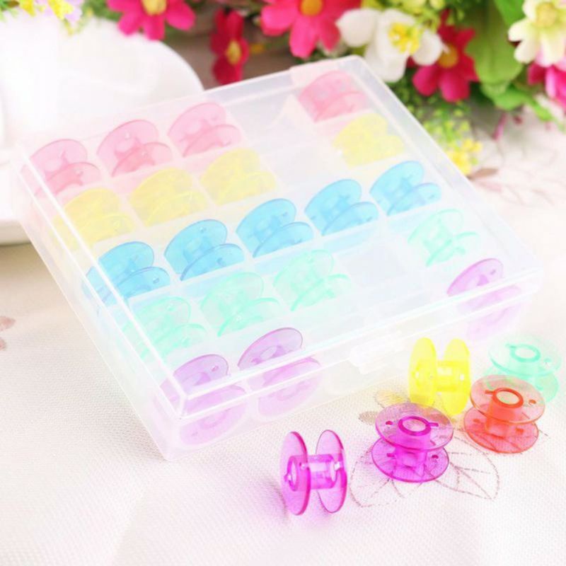 Bobbins  Spool  Bobbin Plastik Warna Warni Mesin jahit Portable-25PC