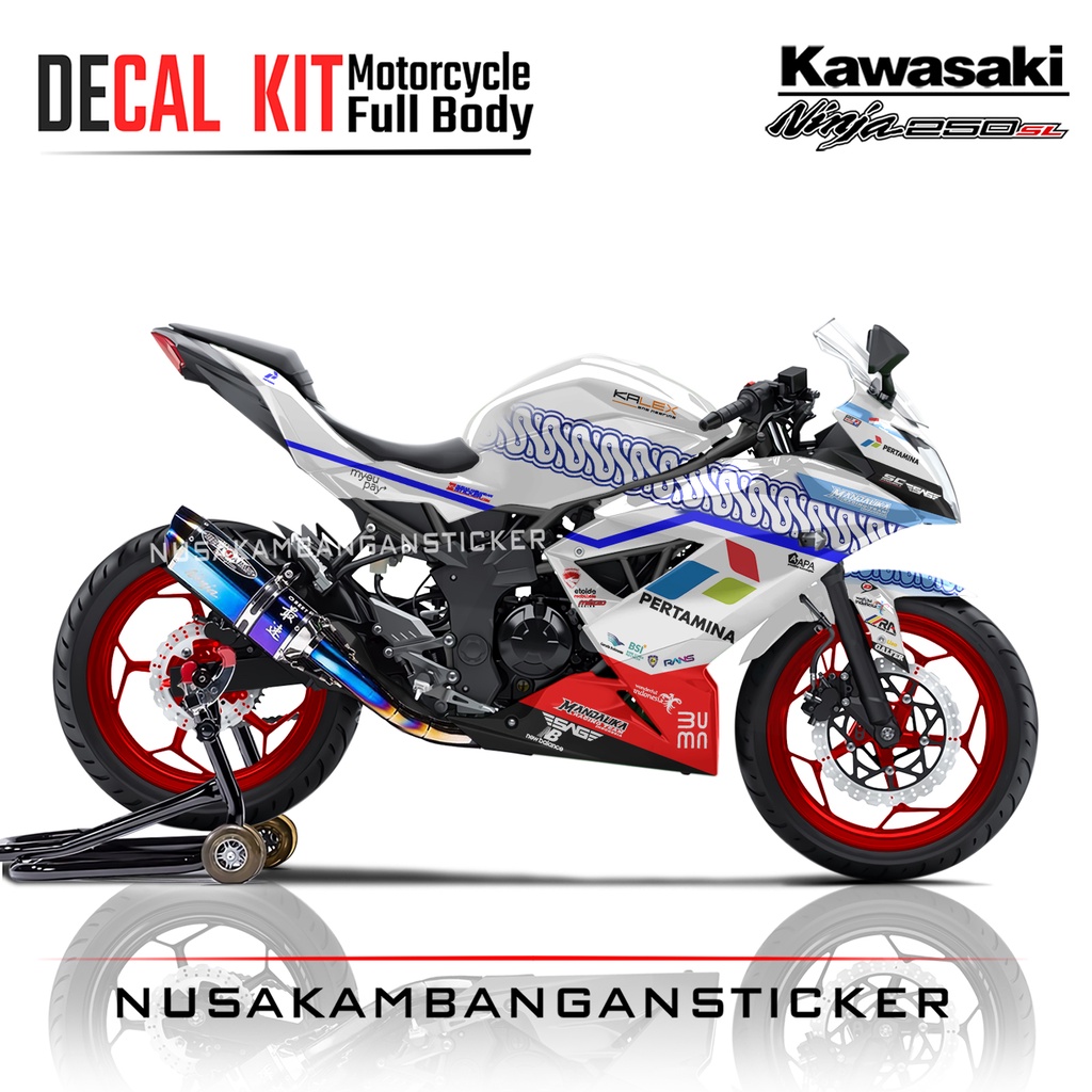 Stiker Ninja 250 SL Mono Mandalika Racing Team Putih