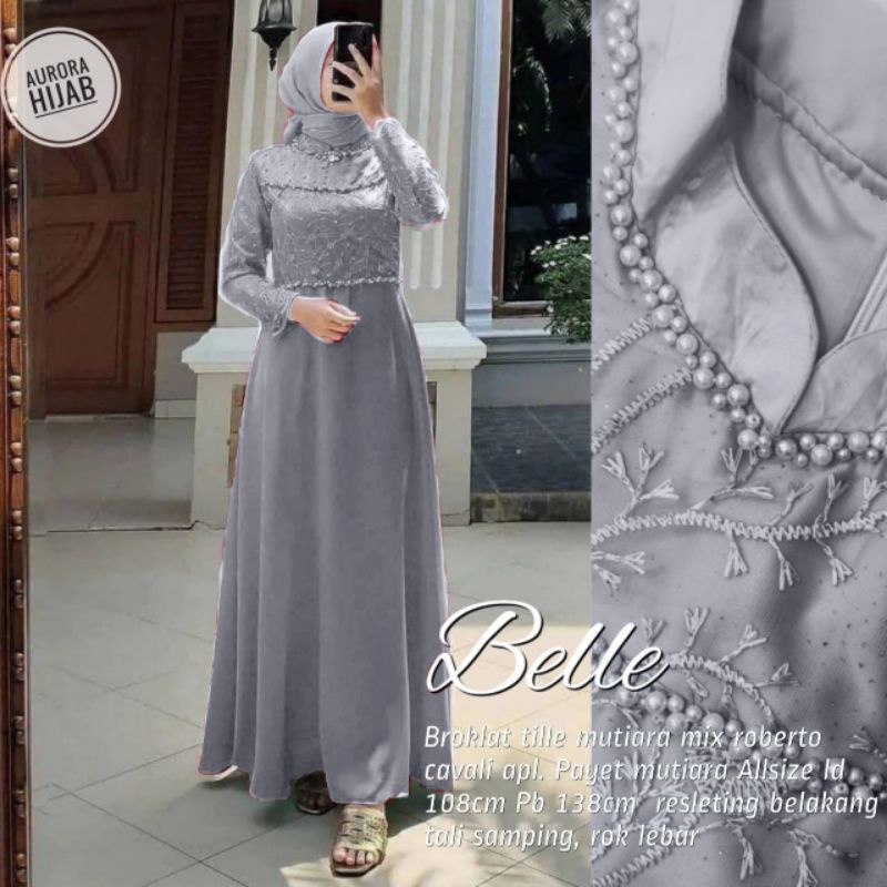 BELLE DRESS MAXY GOWN BRUKAT / DRESS BROKLAT PREMIUM / DRESS KONDANGAN WISUDA PESTA DLL