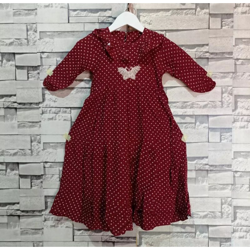 gamis anak midi polka RAYON PREMIUM 5-8 TAHUN/midi dress anak kekinian termurah
