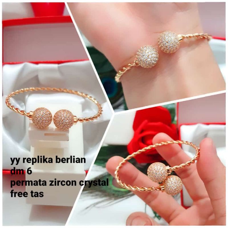gelang replika berlian permata zircon crystal