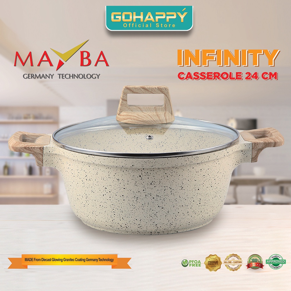 GERMANY CASSROLE 24 cm- MAYBA CASSEROLE 24 CM GERMANY INFINITY Ice Cream | Panci Stock pot Glowing granite marble pan jerman Glowpan