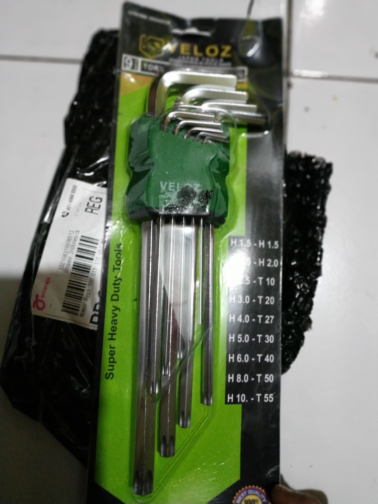 Veloz 9 Pcs Kunci L Panjang Kombinasi Hex - Star Vanadium Chrome