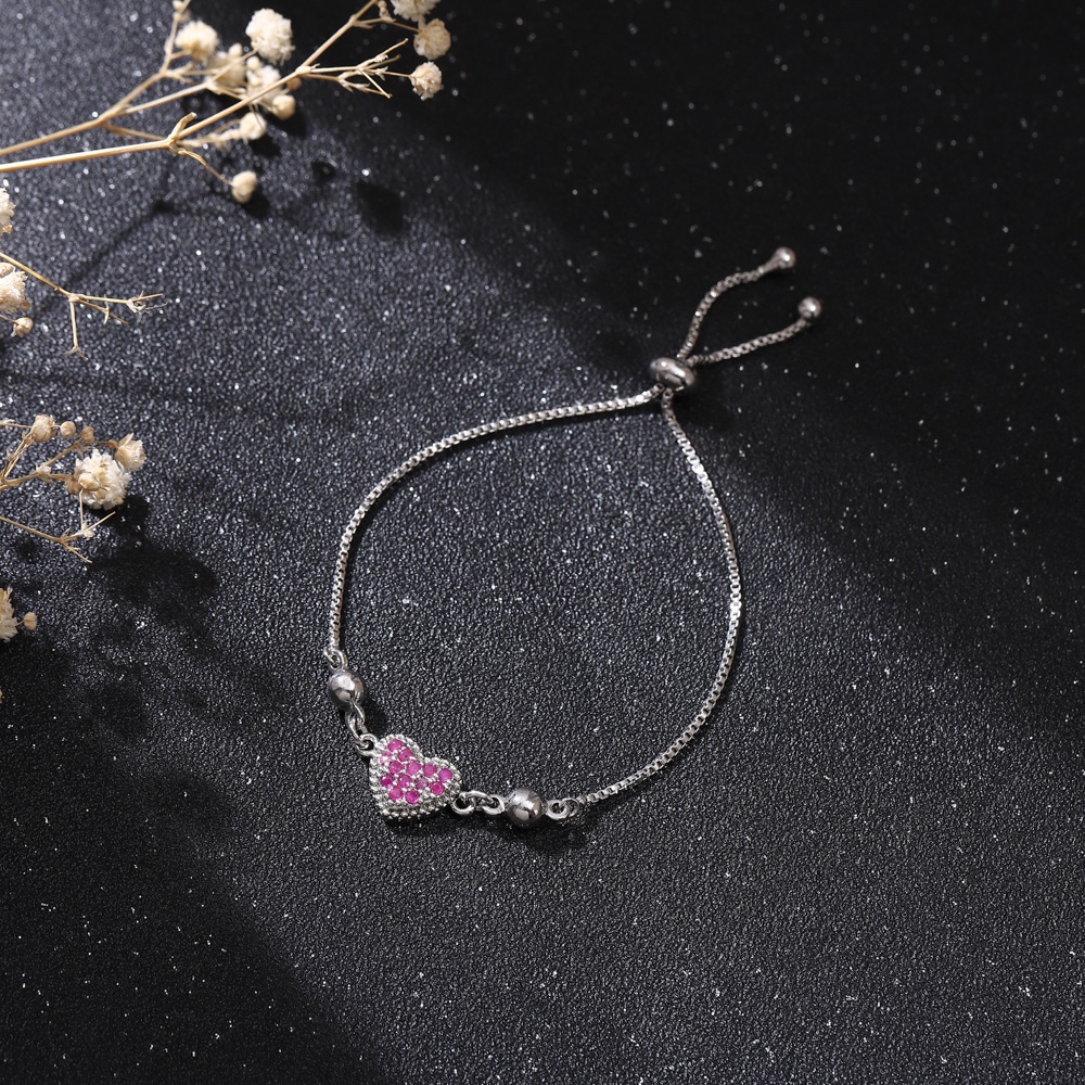 D.G.C✨COD✅Gelang Titanium Wanita Anti Karat Serut Rantai Ruby Gelang Putih LOVE Fashion Korean Style Perhiasan Perak D333