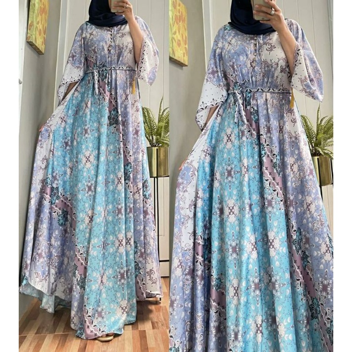 Santika Gown, GOWN WANITA MUSLIM JUMBO CANTIK FIT XXXXL LD 130 BAHAN DIOR SILK PREMIUM TERJUMBO TERMURAH OOTD