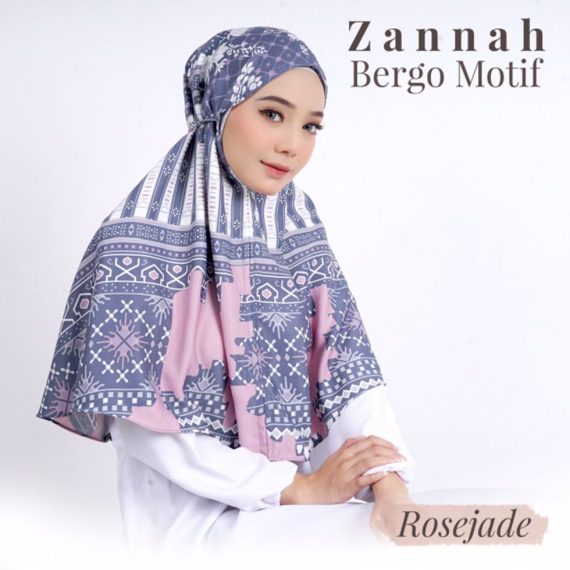 kerudung bergo motif/hijab instan motif/bergo premium bahan maxmara import/hijab sehari-hari-Rosejade
