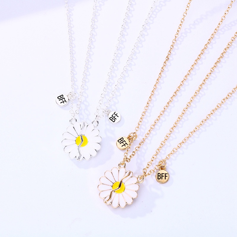 2pcs / Set Kalung Choker Desain Bunga Matahari Daisy Gaya Bohemia Untuk Hadiah