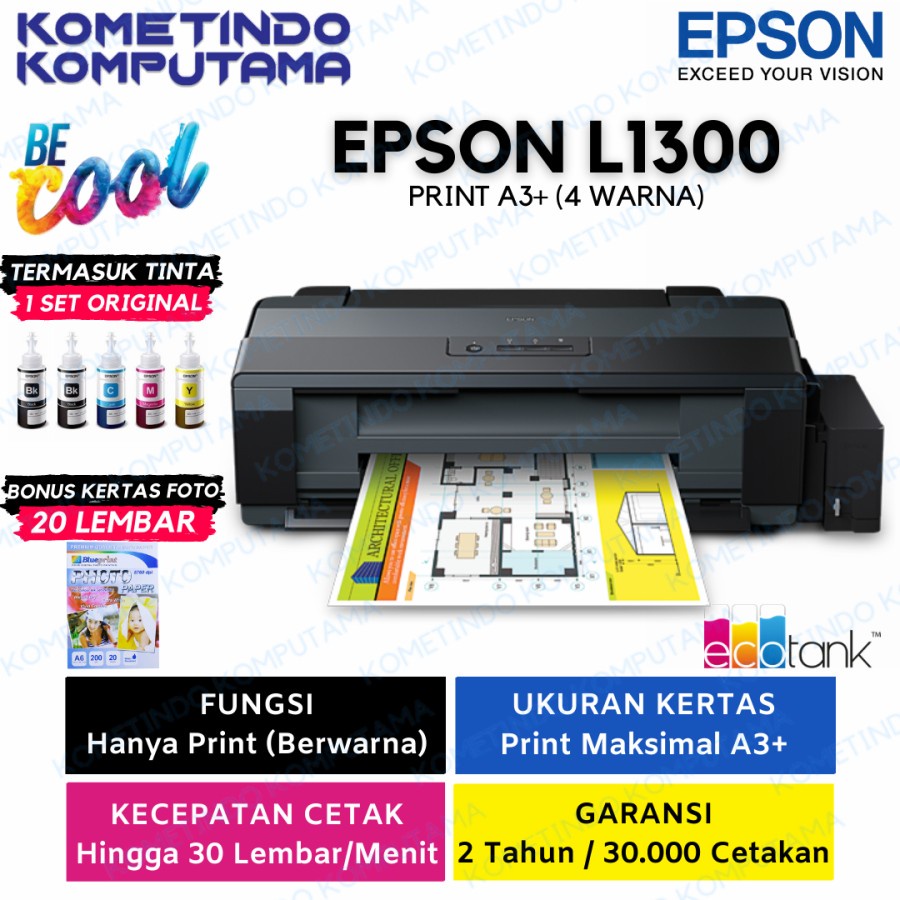 Epson L1300 A3 Ink Tank Printer Print Only Garansi Resmi