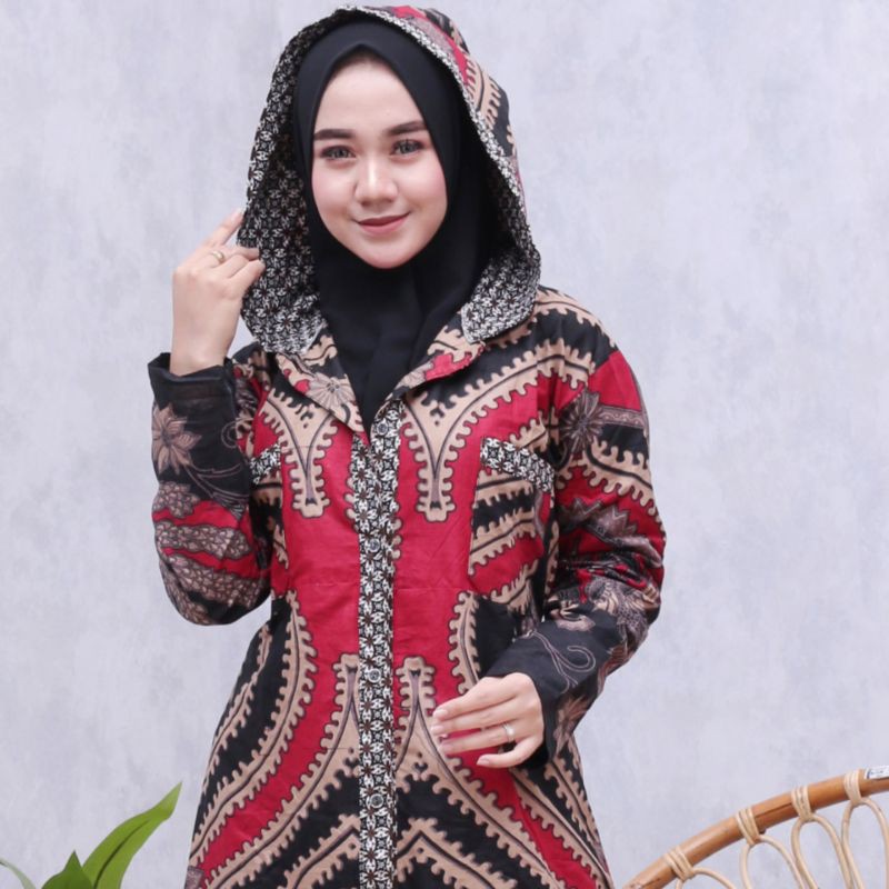 COUPLE GAMIS OUTER HIJABER LONG HOODIE TIGA NEGRI  BATIK TRADITIONAL BUTIK KEMEJA JUMBO 5L 30CM