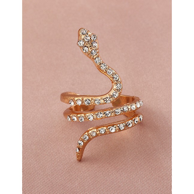 LRC Cincin Fashion Gold Color 1 Snake-shaped Diamond Curved P88887