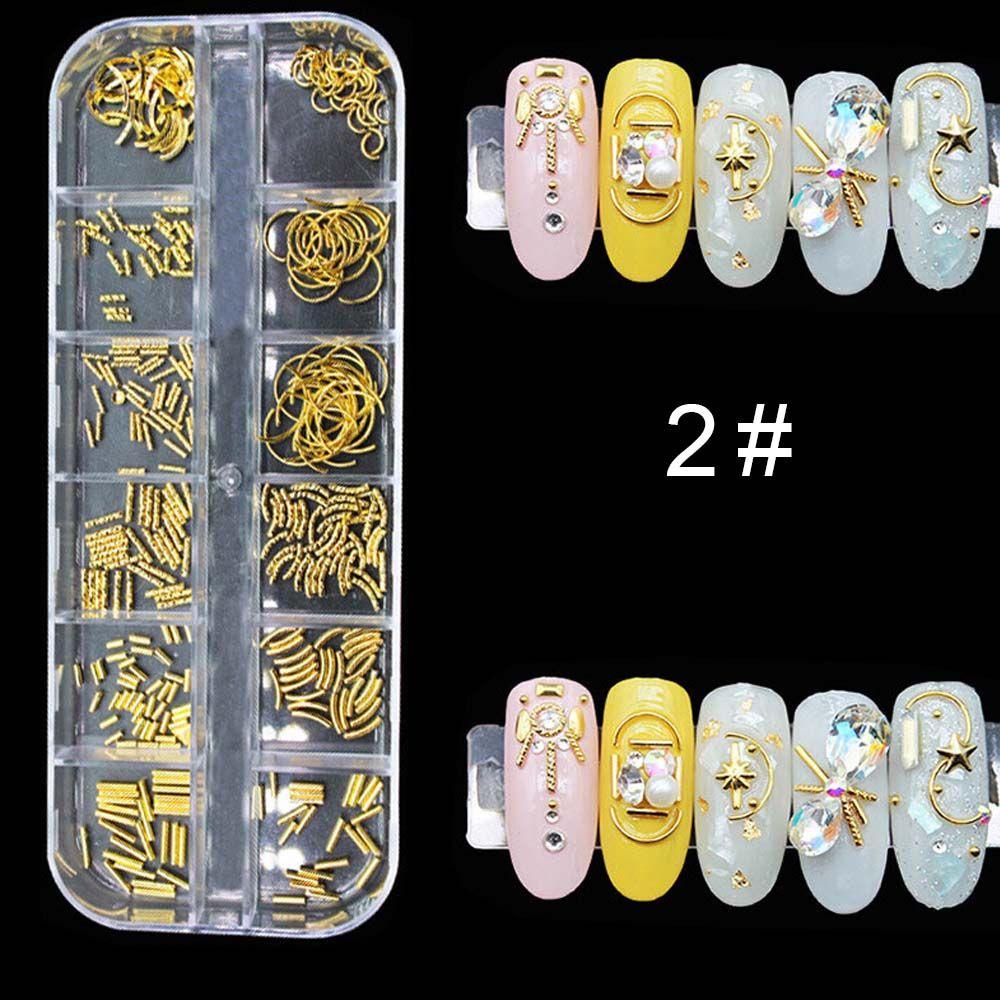 AUGUSTINA Agustina Patch Kuku Logam Dekorasi 3D DIY Bingkai Persegi Panjang Oval Cross Payet Bulat Persegi Rivet Stiker Kreasi Bingkai Nail Art